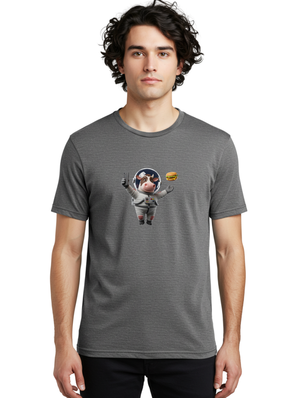 Cow-In-Space-Suit Men'S Graphic Tee, 100% Cotton, Comfortable Casual Summer Wear, Machine Washable, Vintage Camera, Old Camera, Antique Camera, Black Camera, Classic Photography, Photography Equipment, Nostalgic Device, Film Camera, Camera Art Bah801