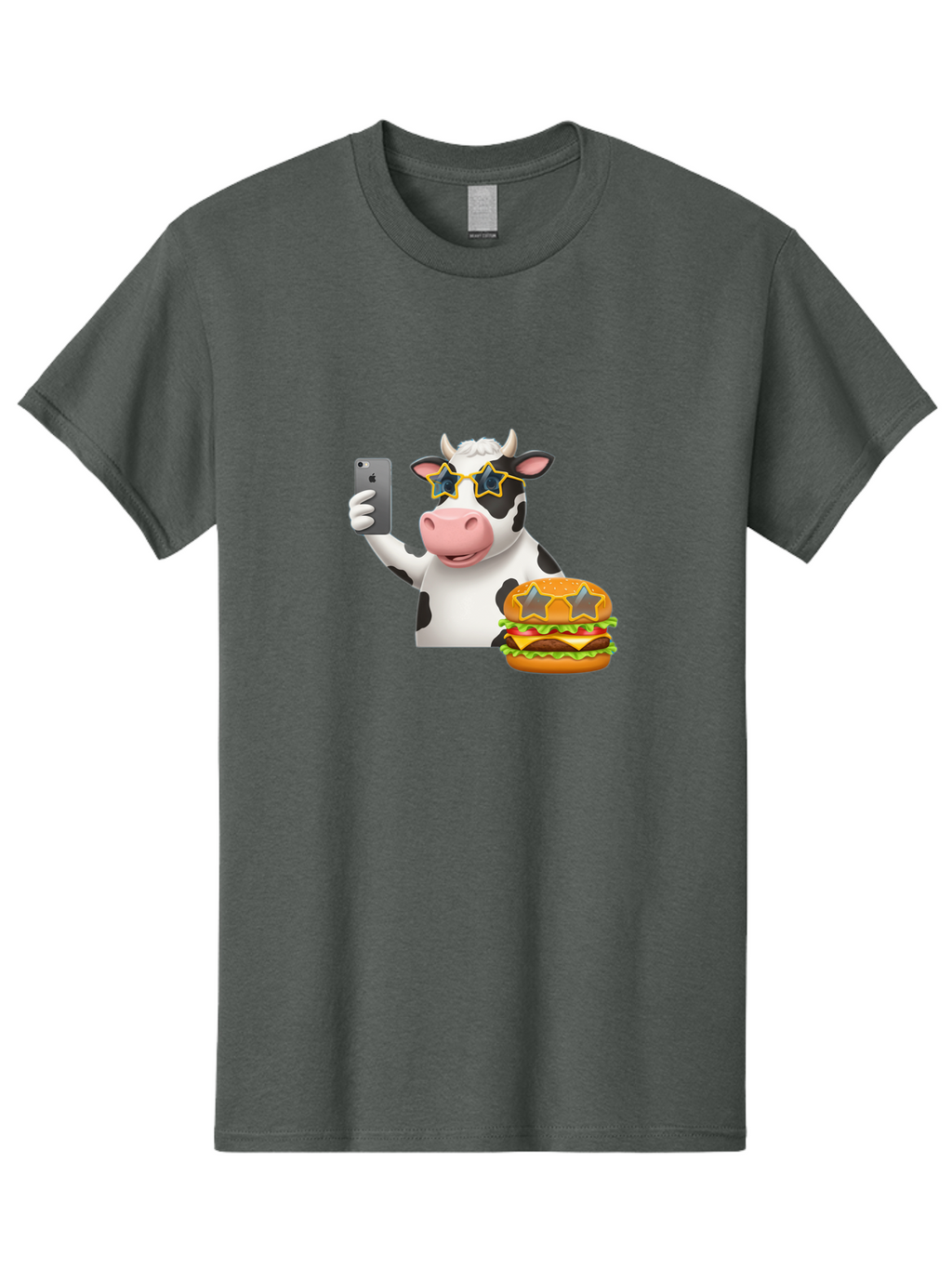 Cow-Selfie-2 Men'S Graphic Tee, 100% Cotton, Comfortable Casual Summer Wear, Machine Washable, Vintage Camera, Old Camera, Antique Camera, Black Camera, Classic Photography, Photography Equipment, Nostalgic Device, Film Camera, Camera Art Bah803