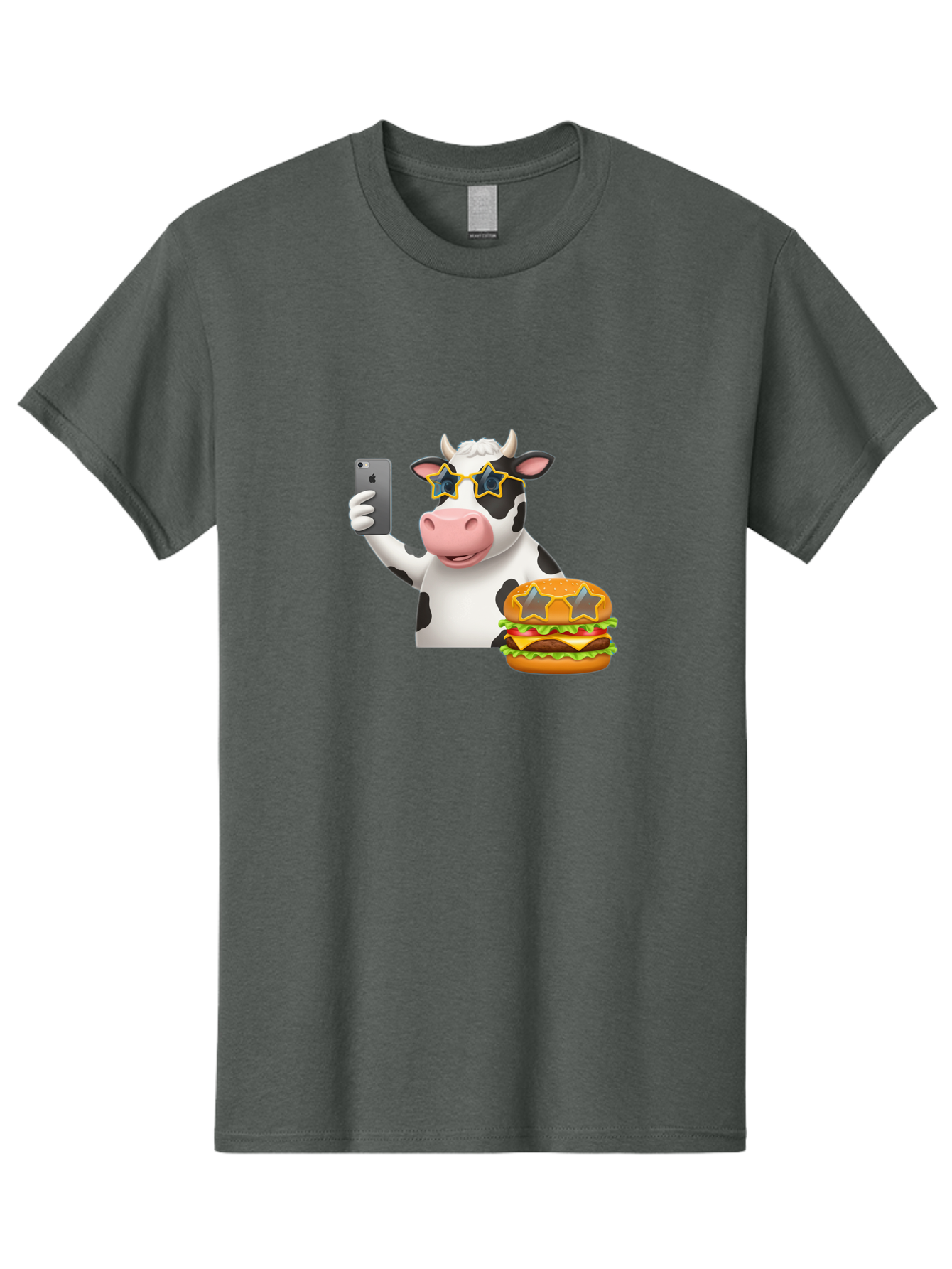 Cow-Selfie-2 Men'S Graphic Tee, 100% Cotton, Comfortable Casual Summer Wear, Machine Washable, Vintage Camera, Old Camera, Antique Camera, Black Camera, Classic Photography, Photography Equipment, Nostalgic Device, Film Camera, Camera Art Bah803