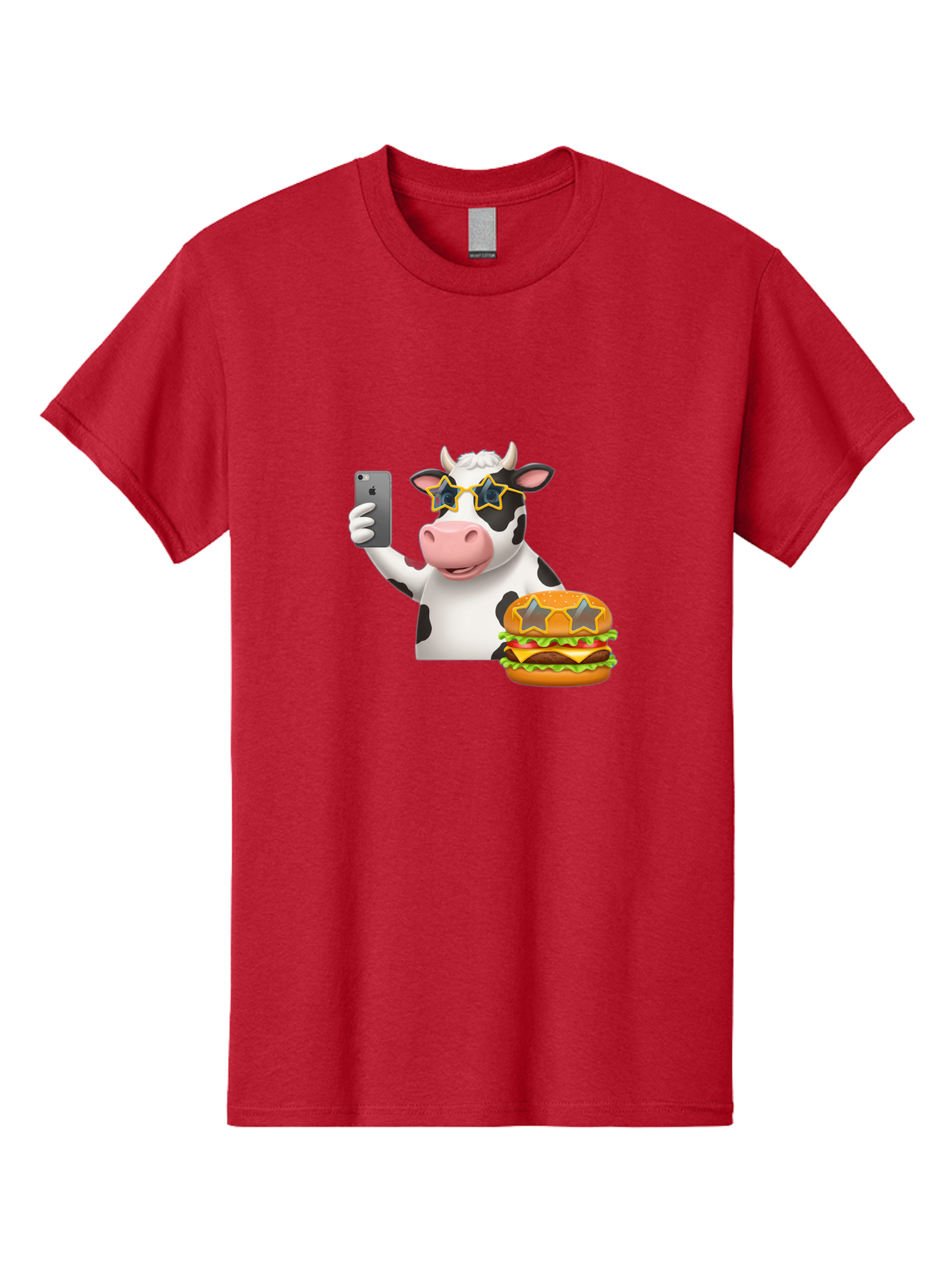 Cow-Selfie-2 Men'S Graphic Tee, 100% Cotton, Comfortable Casual Summer Wear, Machine Washable, Vintage Camera, Old Camera, Antique Camera, Black Camera, Classic Photography, Photography Equipment, Nostalgic Device, Film Camera, Camera Art Bah803