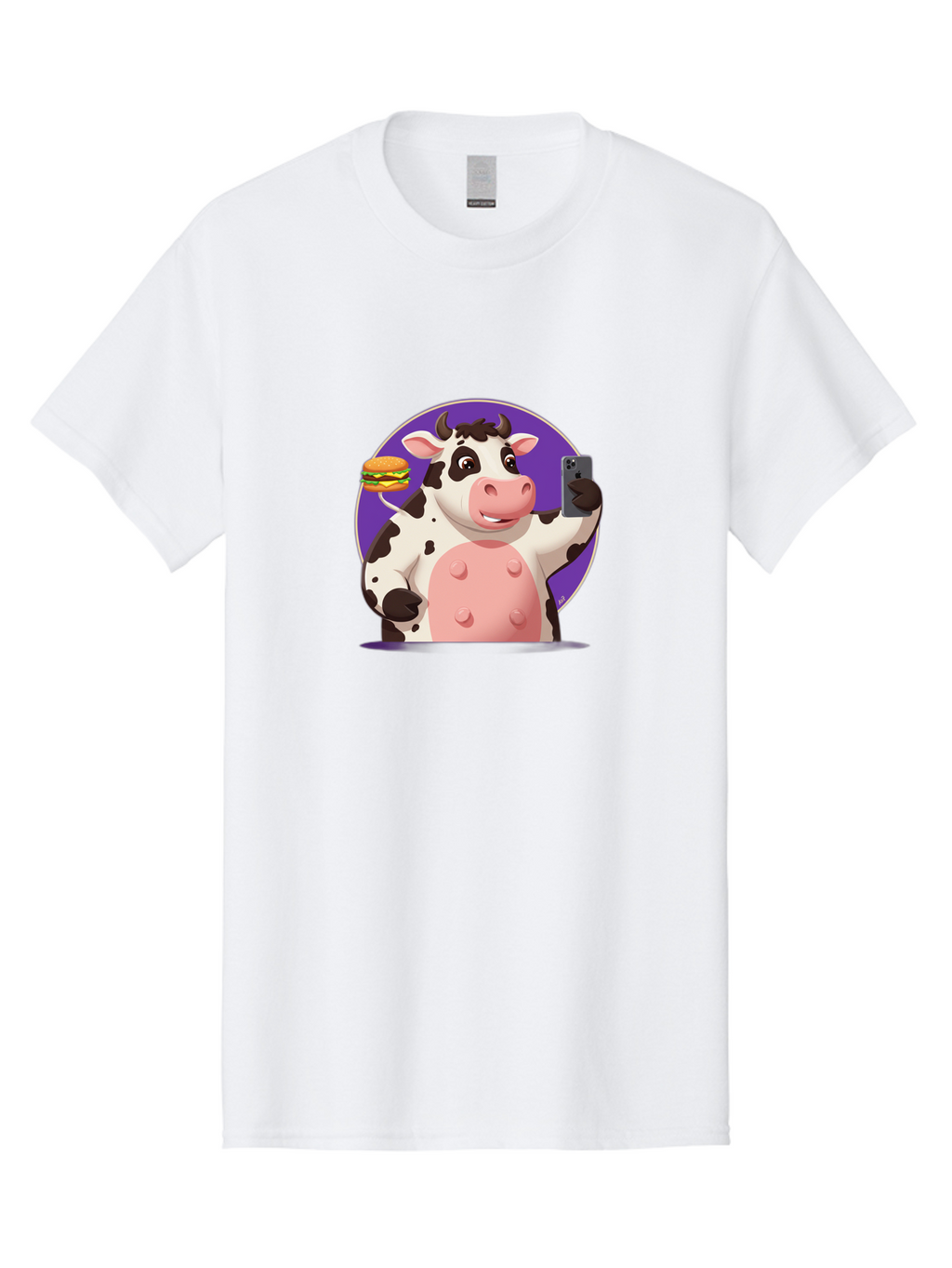 Cow-Selfie-3 Men'S Graphic Tee, 100% Cotton, Comfortable Casual Summer Wear, Machine Washable, Vintage Camera, Old Camera, Antique Camera, Black Camera, Classic Photography, Photography Equipment, Nostalgic Device, Film Camera, Camera Art Bah804