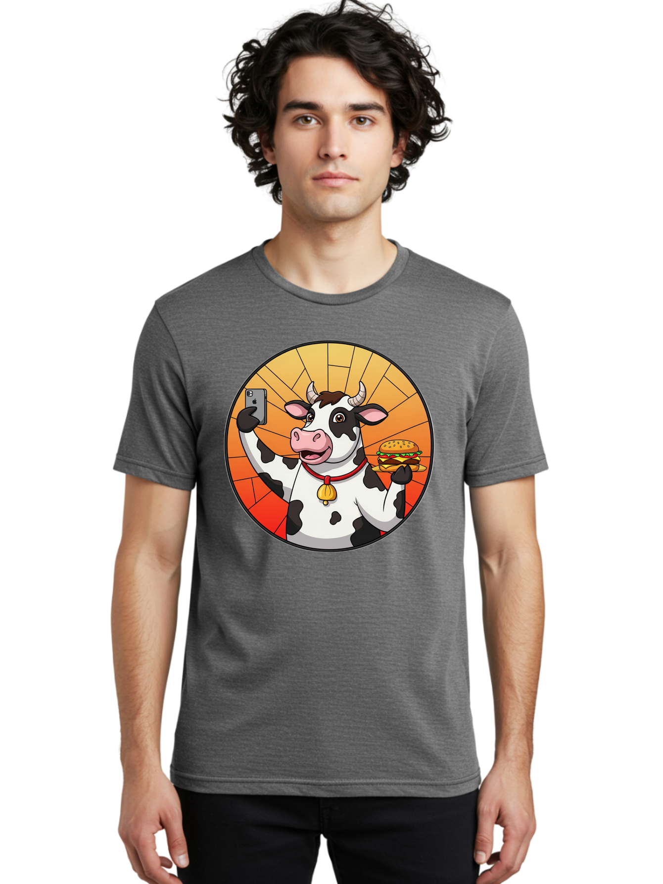 Cow-Selfie-Burger Men'S Graphic Tee, 100% Cotton, Comfortable Casual Summer Wear, Machine Washable, Vintage Camera, Old Camera, Antique Camera, Black Camera, Classic Photography, Photography Equipment, Nostalgic Device, Film Camera, Camera Art Bah808