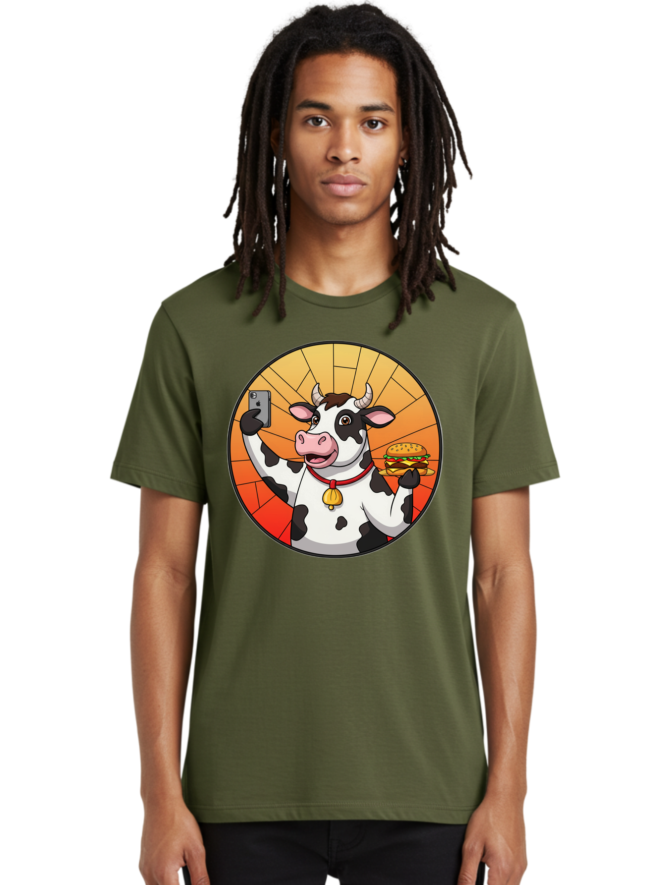 Cow-Selfie-Burger Men'S Graphic Tee, 100% Cotton, Comfortable Casual Summer Wear, Machine Washable, Vintage Camera, Old Camera, Antique Camera, Black Camera, Classic Photography, Photography Equipment, Nostalgic Device, Film Camera, Camera Art Bah808