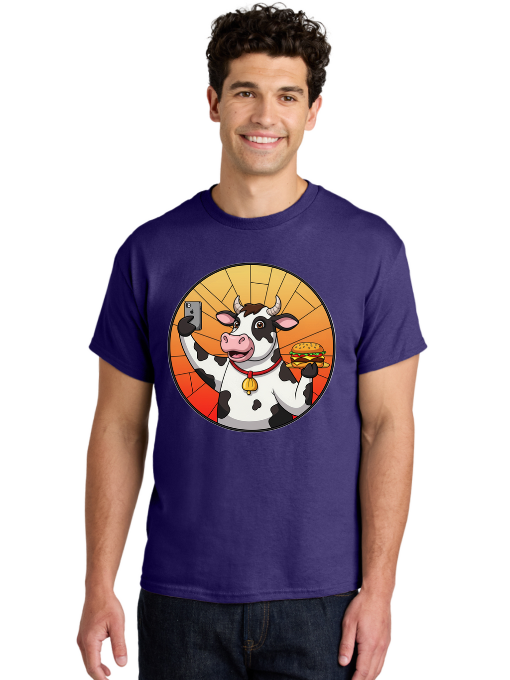 Cow-Selfie-Burger Men'S Graphic Tee, 100% Cotton, Comfortable Casual Summer Wear, Machine Washable, Vintage Camera, Old Camera, Antique Camera, Black Camera, Classic Photography, Photography Equipment, Nostalgic Device, Film Camera, Camera Art Bah808