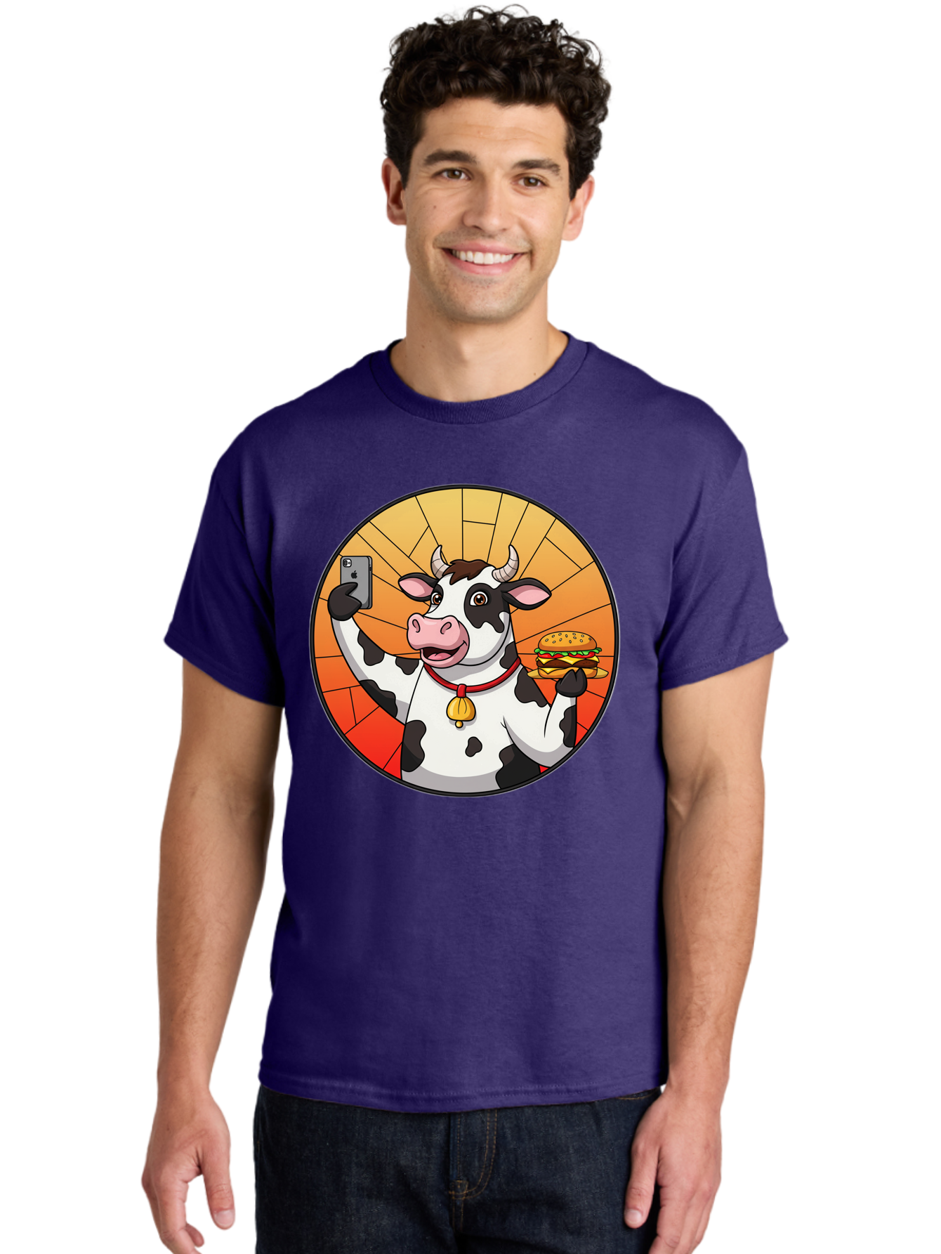 Cow-Selfie-Burger Men'S Graphic Tee, 100% Cotton, Comfortable Casual Summer Wear, Machine Washable, Vintage Camera, Old Camera, Antique Camera, Black Camera, Classic Photography, Photography Equipment, Nostalgic Device, Film Camera, Camera Art Bah808