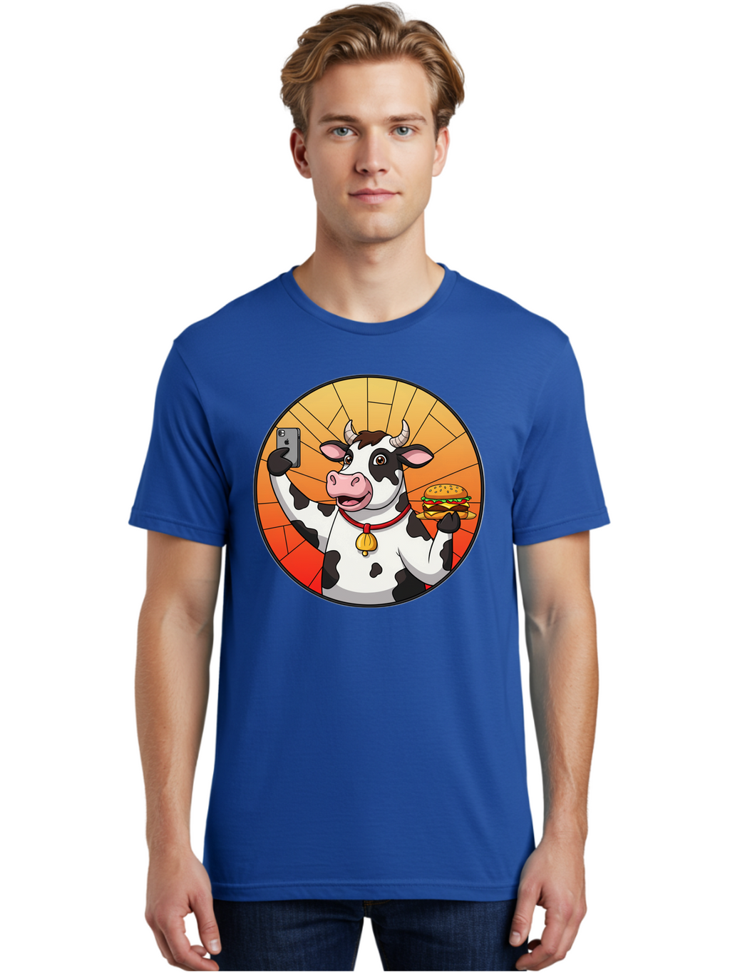 Cow-Selfie-Burger Men'S Graphic Tee, 100% Cotton, Comfortable Casual Summer Wear, Machine Washable, Vintage Camera, Old Camera, Antique Camera, Black Camera, Classic Photography, Photography Equipment, Nostalgic Device, Film Camera, Camera Art Bah808