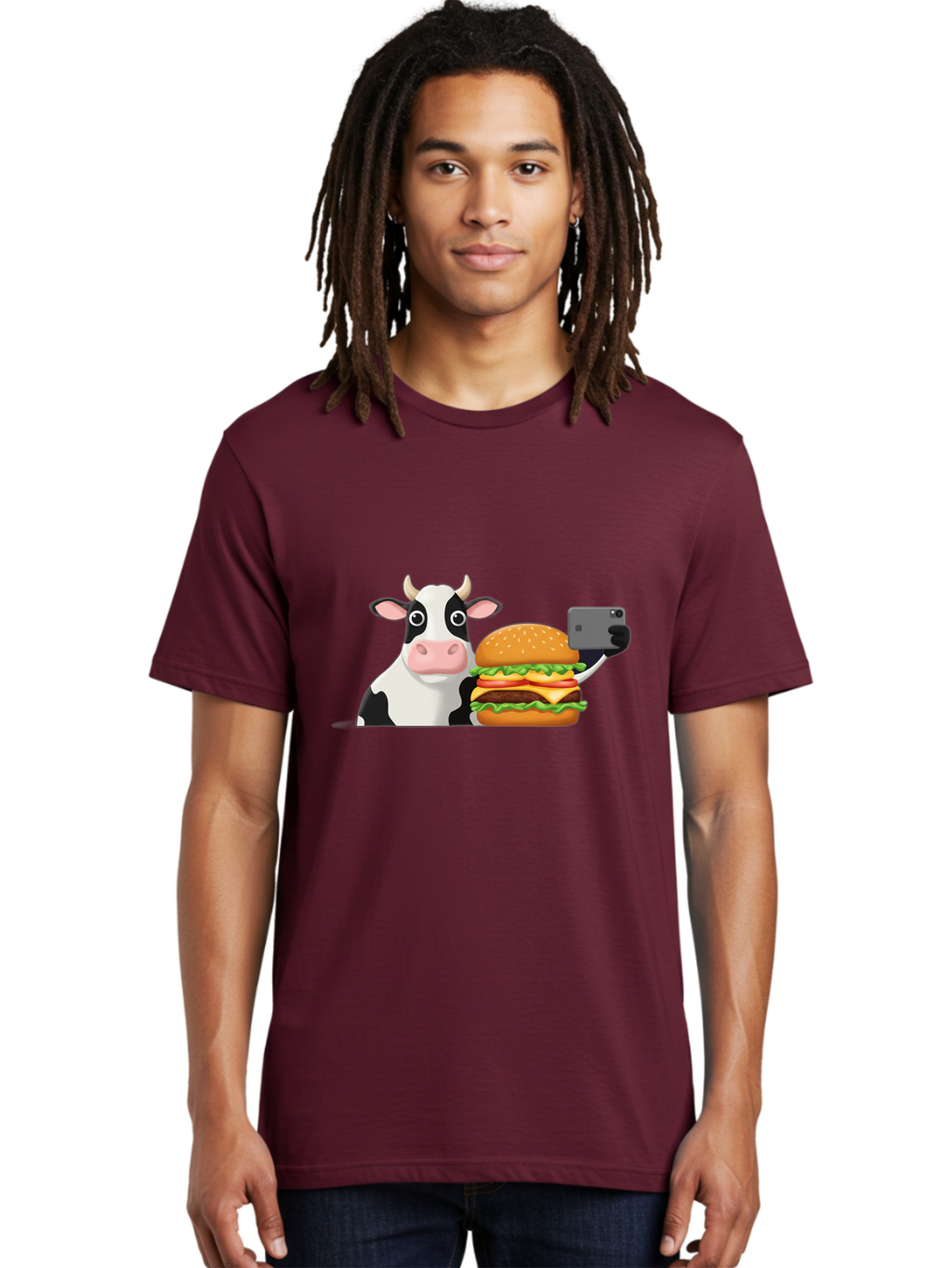 Cow-Selfie Men'S Graphic Tee, 100% Cotton, Comfortable Casual Summer Wear, Machine Washable, Vintage Camera, Old Camera, Antique Camera, Black Camera, Classic Photography, Photography Equipment, Nostalgic Device, Film Camera, Camera Art Bah809