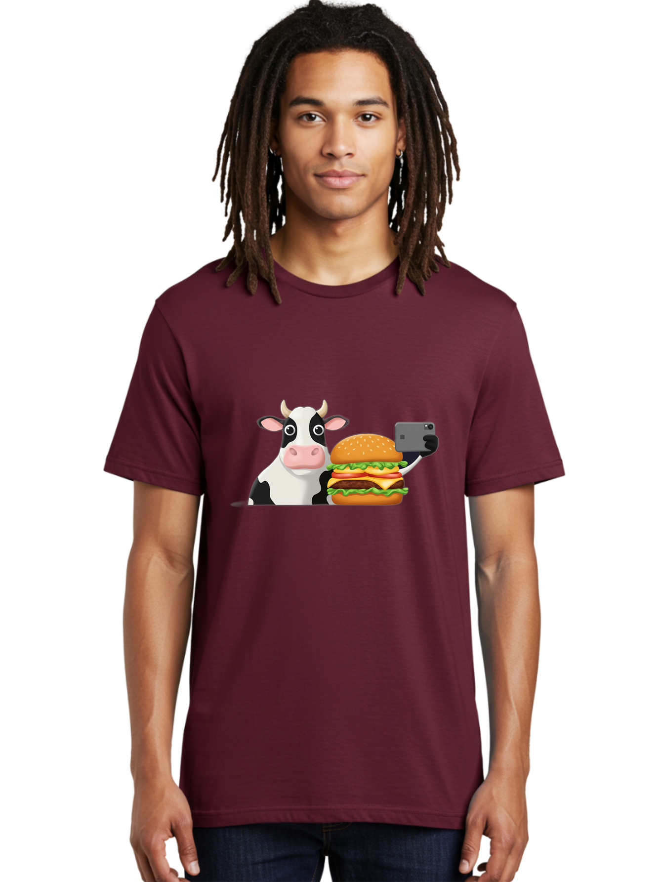 Cow-Selfie Men'S Graphic Tee, 100% Cotton, Comfortable Casual Summer Wear, Machine Washable, Vintage Camera, Old Camera, Antique Camera, Black Camera, Classic Photography, Photography Equipment, Nostalgic Device, Film Camera, Camera Art Bah809