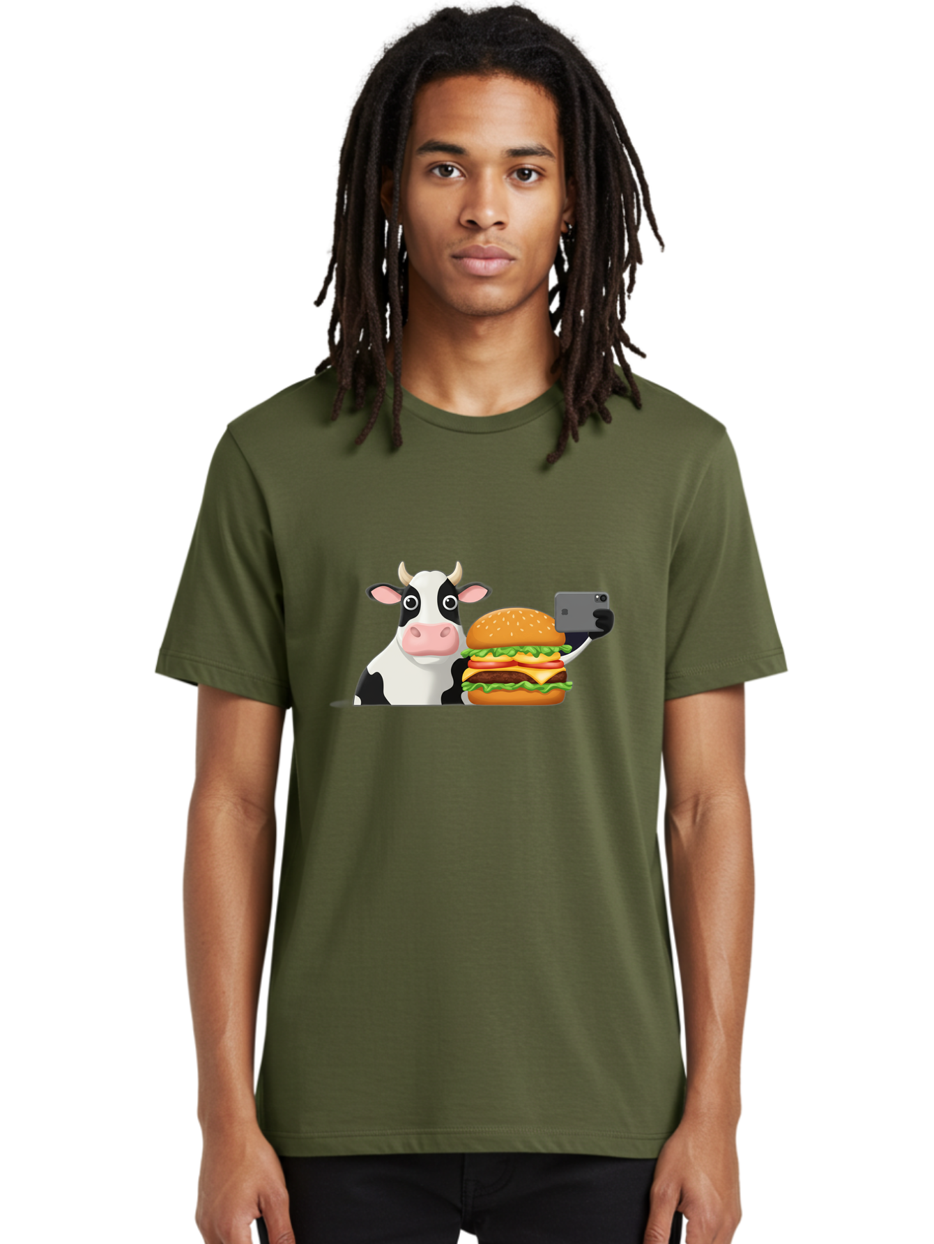 Cow-Selfie Men'S Graphic Tee, 100% Cotton, Comfortable Casual Summer Wear, Machine Washable, Vintage Camera, Old Camera, Antique Camera, Black Camera, Classic Photography, Photography Equipment, Nostalgic Device, Film Camera, Camera Art Bah809