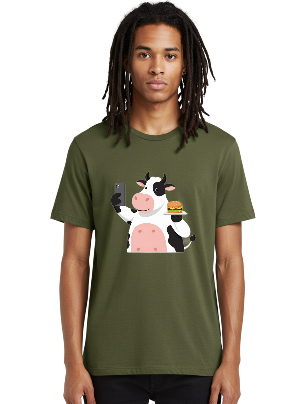 Cow-Serving-Burger Men'S Graphic Tee, 100% Cotton, Comfortable Casual Summer Wear, Machine Washable, Vintage Camera, Old Camera, Antique Camera, Black Camera, Classic Photography, Photography Equipment, Nostalgic Device, Film Camera, Bah810