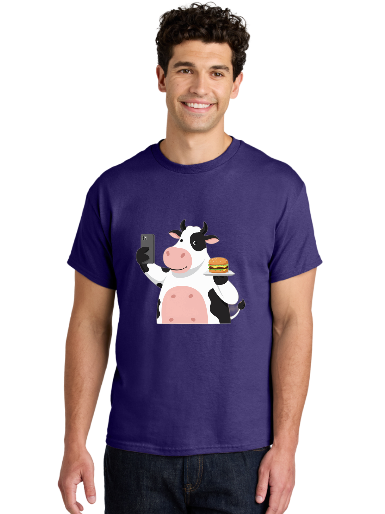 Cow-Serving-Burger Men'S Graphic Tee, 100% Cotton, Comfortable Casual Summer Wear, Machine Washable, Vintage Camera, Old Camera, Antique Camera, Black Camera, Classic Photography, Photography Equipment, Nostalgic Device, Film Camera, Bah810