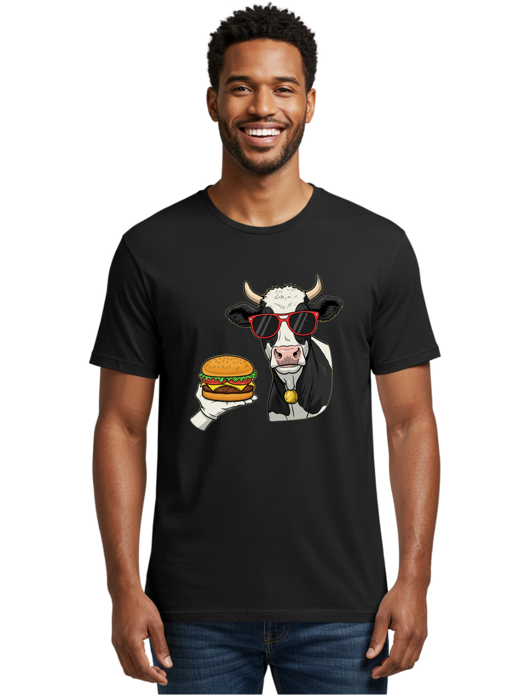 Cow-Sunglasses Men'S Graphic Tee, 100% Cotton, Comfortable Casual Summer Wear, Machine Washable, Vintage Camera, Old Camera, Antique Camera, Black Camera, Classic Photography, Photography Equipment, Nostalgic Device, Film Camera, Camera Art Bah811