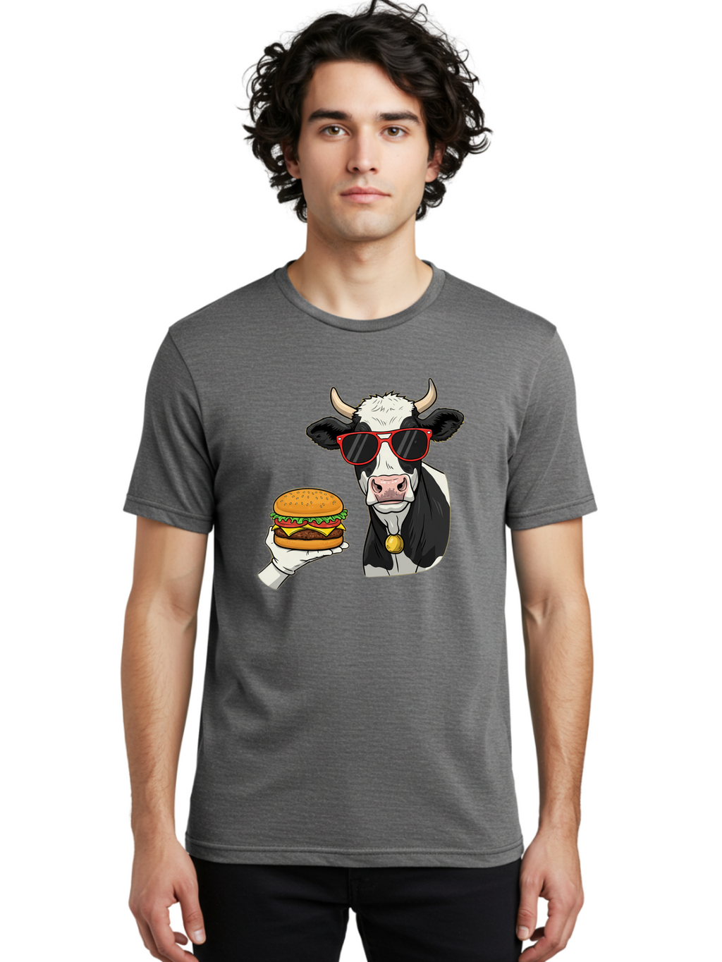 Cow-Sunglasses Men'S Graphic Tee, 100% Cotton, Comfortable Casual Summer Wear, Machine Washable, Vintage Camera, Old Camera, Antique Camera, Black Camera, Classic Photography, Photography Equipment, Nostalgic Device, Film Camera, Camera Art Bah811