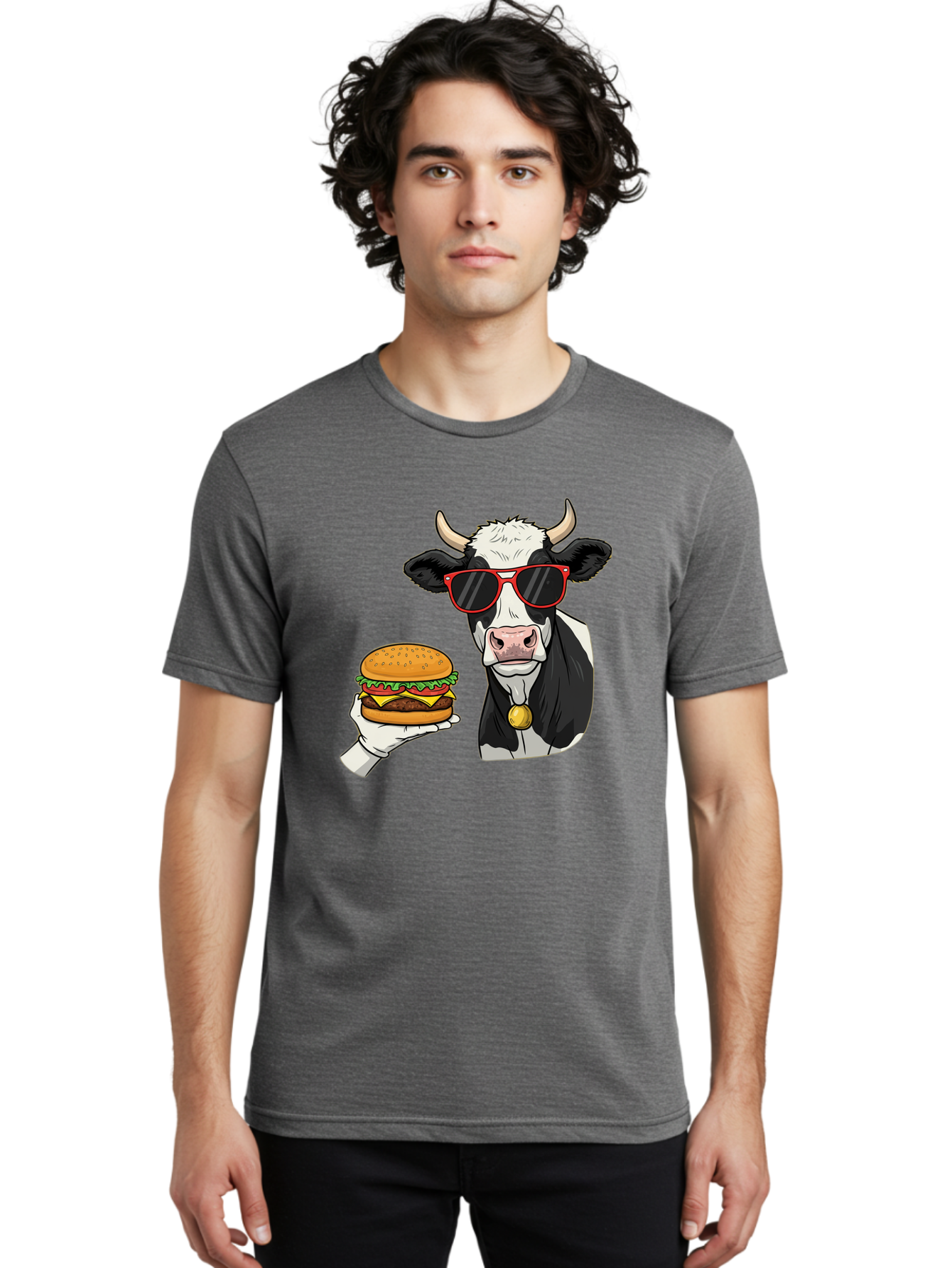 Cow-Sunglasses Men'S Graphic Tee, 100% Cotton, Comfortable Casual Summer Wear, Machine Washable, Vintage Camera, Old Camera, Antique Camera, Black Camera, Classic Photography, Photography Equipment, Nostalgic Device, Film Camera, Camera Art Bah811