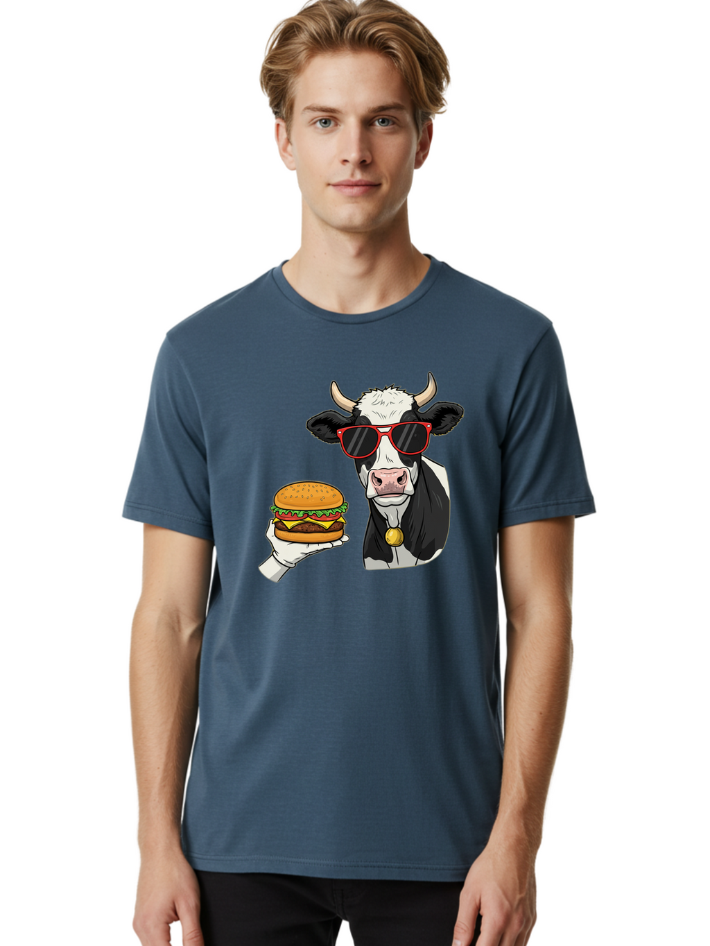 Cow-Sunglasses Men'S Graphic Tee, 100% Cotton, Comfortable Casual Summer Wear, Machine Washable, Vintage Camera, Old Camera, Antique Camera, Black Camera, Classic Photography, Photography Equipment, Nostalgic Device, Film Camera, Camera Art Bah811
