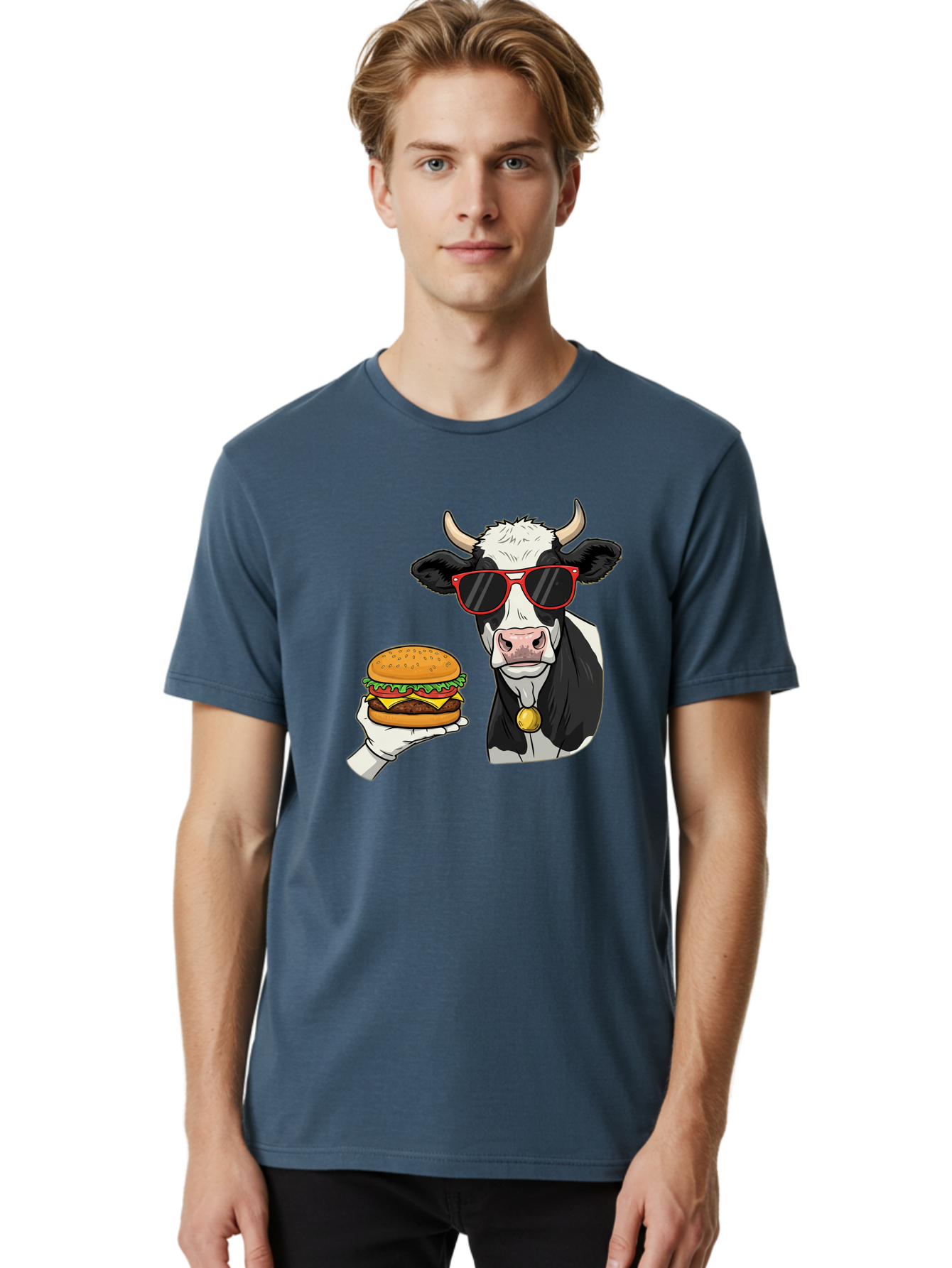 Cow-Sunglasses Men'S Graphic Tee, 100% Cotton, Comfortable Casual Summer Wear, Machine Washable, Vintage Camera, Old Camera, Antique Camera, Black Camera, Classic Photography, Photography Equipment, Nostalgic Device, Film Camera, Camera Art Bah811