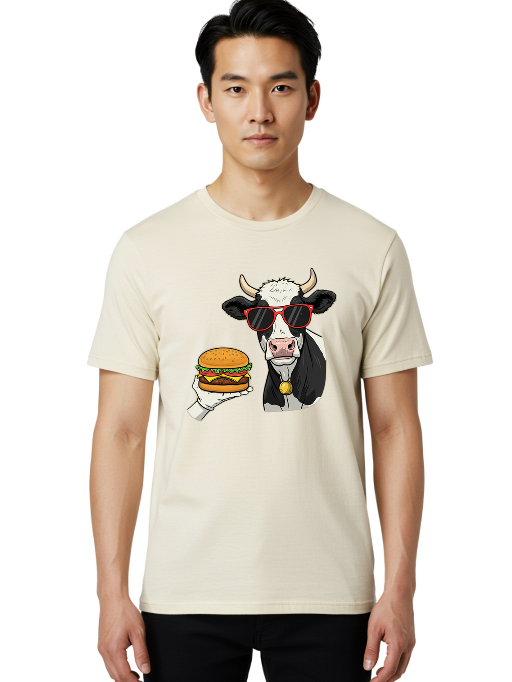 Cow-Sunglasses Men'S Graphic Tee, 100% Cotton, Comfortable Casual Summer Wear, Machine Washable, Vintage Camera, Old Camera, Antique Camera, Black Camera, Classic Photography, Photography Equipment, Nostalgic Device, Film Camera, Camera Art Bah811