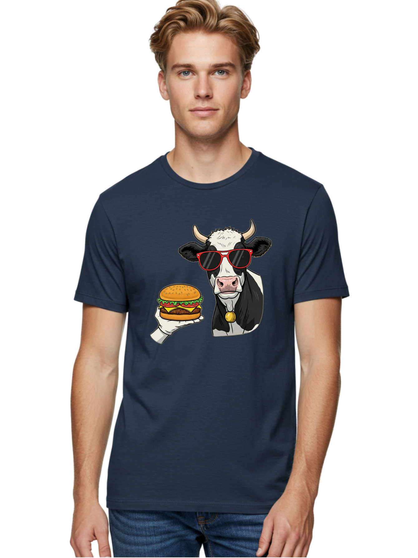 Cow-Sunglasses Men'S Graphic Tee, 100% Cotton, Comfortable Casual Summer Wear, Machine Washable, Vintage Camera, Old Camera, Antique Camera, Black Camera, Classic Photography, Photography Equipment, Nostalgic Device, Film Camera, Camera Art Bah811