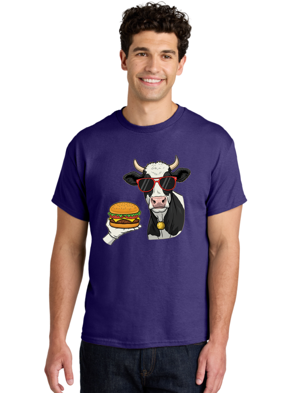 Cow-Sunglasses Men'S Graphic Tee, 100% Cotton, Comfortable Casual Summer Wear, Machine Washable, Vintage Camera, Old Camera, Antique Camera, Black Camera, Classic Photography, Photography Equipment, Nostalgic Device, Film Camera, Camera Art Bah811