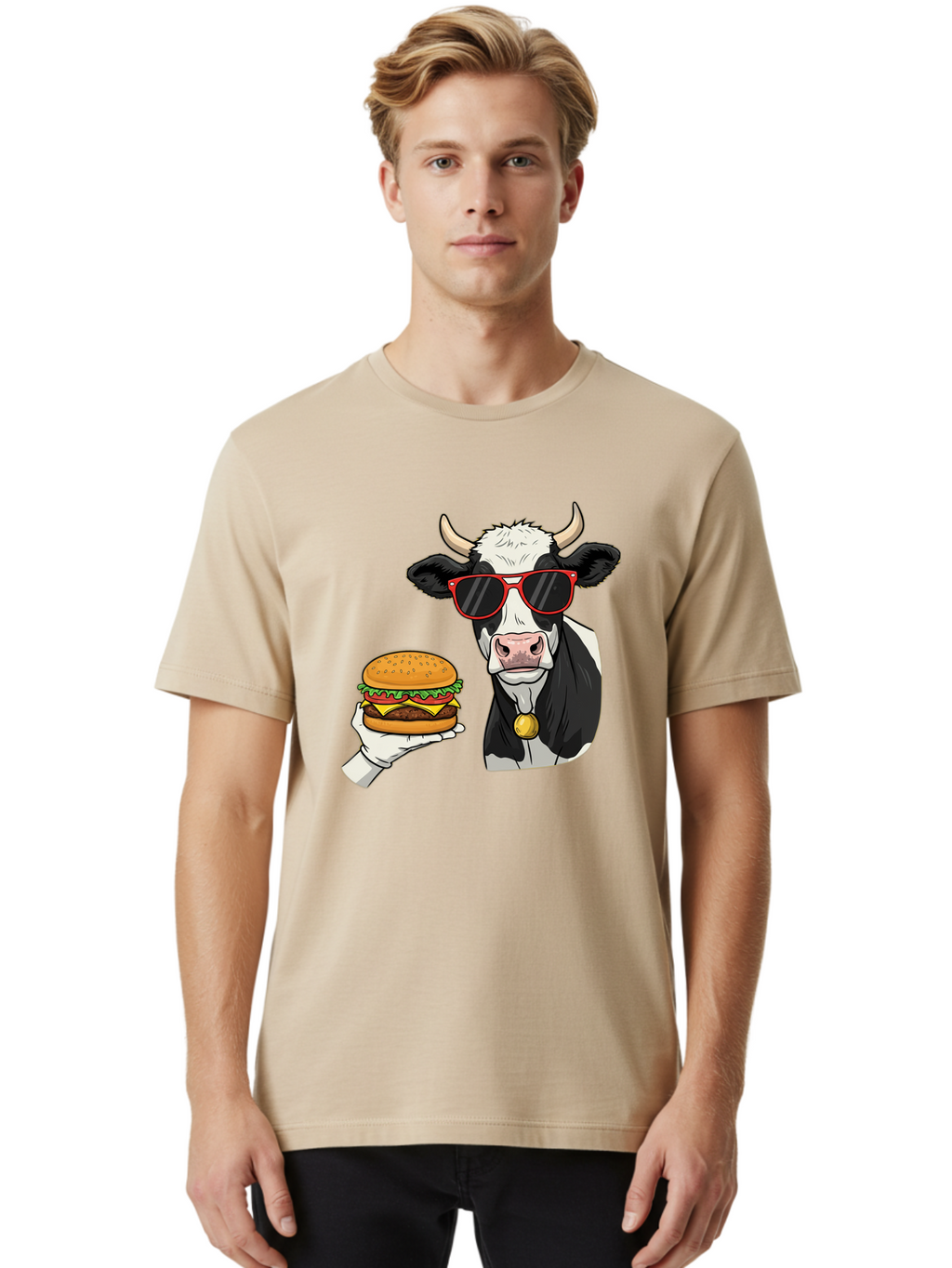 Cow-Sunglasses Men'S Graphic Tee, 100% Cotton, Comfortable Casual Summer Wear, Machine Washable, Vintage Camera, Old Camera, Antique Camera, Black Camera, Classic Photography, Photography Equipment, Nostalgic Device, Film Camera, Camera Art Bah811