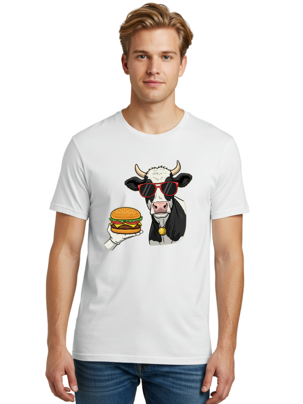 Cow-Sunglasses Men'S Graphic Tee, 100% Cotton, Comfortable Casual Summer Wear, Machine Washable, Vintage Camera, Old Camera, Antique Camera, Black Camera, Classic Photography, Photography Equipment, Nostalgic Device, Film Camera, Camera Art Bah811