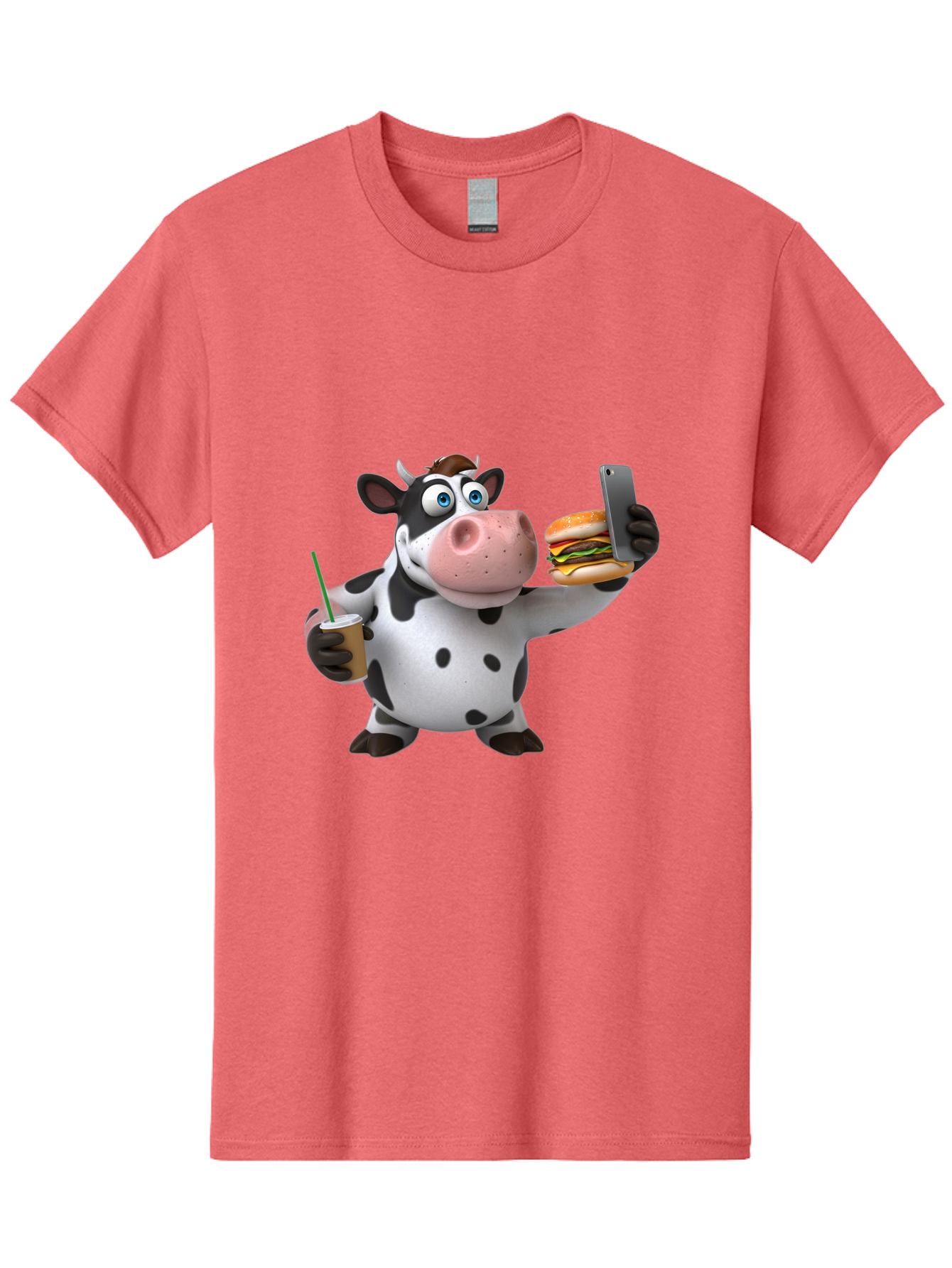 Cow-Taking-Selfie Men'S Graphic Tee, 100% Cotton, Comfortable Casual Summer Wear, Machine Washable, Vintage Camera, Old Camera, Antique Camera, Black Camera, Classic Photography, Photography Equipment, Nostalgic Device, Film Camera, Camera Art Bah814