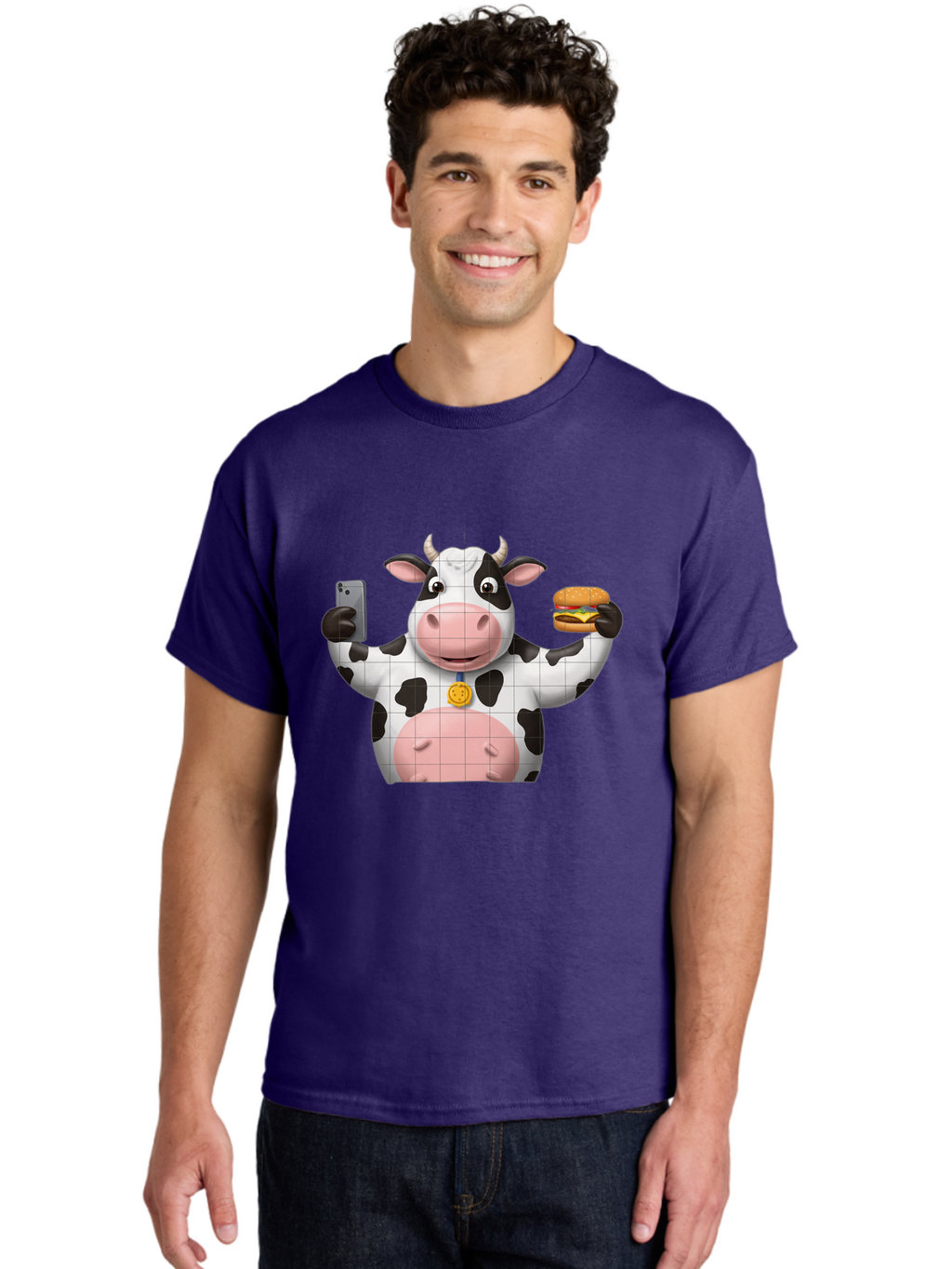 Cow-With-Burger-And-Phone Men'S Graphic Tee, 100% Cotton, Comfortable Casual Summer Wear, Machine Washable, Vintage Camera, Old Camera, Antique Camera, Black Camera, Classic Photography, Photography Equipment, Nostalgic Device, Film Camera, Bah818