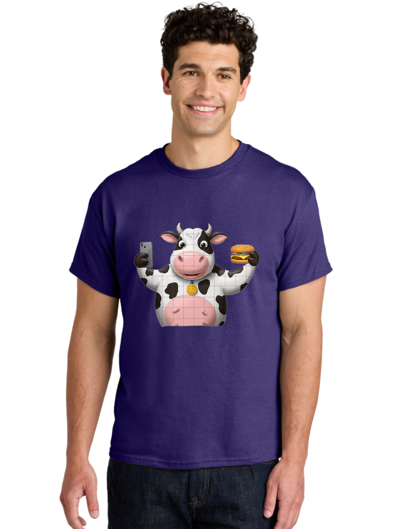 Cow-With-Burger-And-Phone Men'S Graphic Tee, 100% Cotton, Comfortable Casual Summer Wear, Machine Washable, Vintage Camera, Old Camera, Antique Camera, Black Camera, Classic Photography, Photography Equipment, Nostalgic Device, Film Camera, Bah818