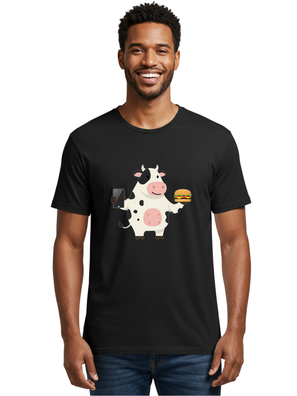 Cow-With-Hamburger Men'S Graphic Tee, 100% Cotton, Comfortable Casual Summer Wear, Machine Washable, Vintage Camera, Old Camera, Antique Camera, Black Camera, Classic Photography, Photography Equipment, Nostalgic Device, Film Camera, Bah821