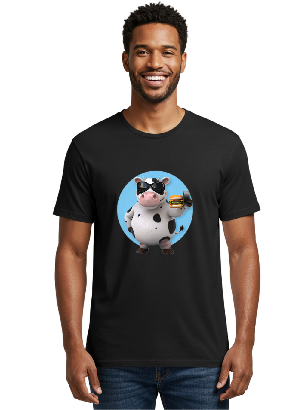 Cow-With-Sunglasses Men'S Graphic Tee, 100% Cotton, Comfortable Casual Summer Wear, Machine Washable, Vintage Camera, Old Camera, Antique Camera, Black Camera, Classic Photography, Photography Equipment, Nostalgic Device, Film Camera, Bah823