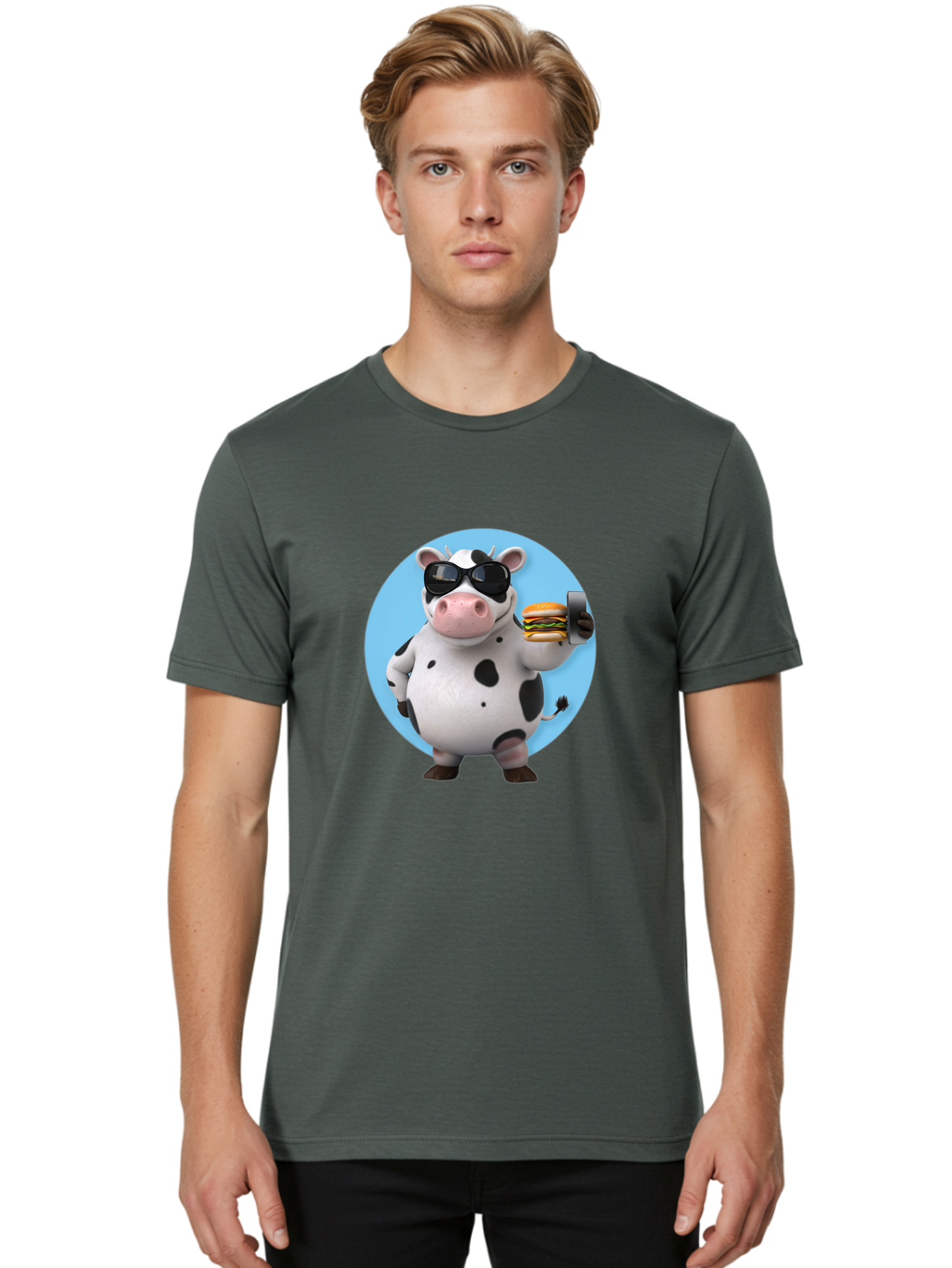 Cow-With-Sunglasses Men'S Graphic Tee, 100% Cotton, Comfortable Casual Summer Wear, Machine Washable, Vintage Camera, Old Camera, Antique Camera, Black Camera, Classic Photography, Photography Equipment, Nostalgic Device, Film Camera, Bah823