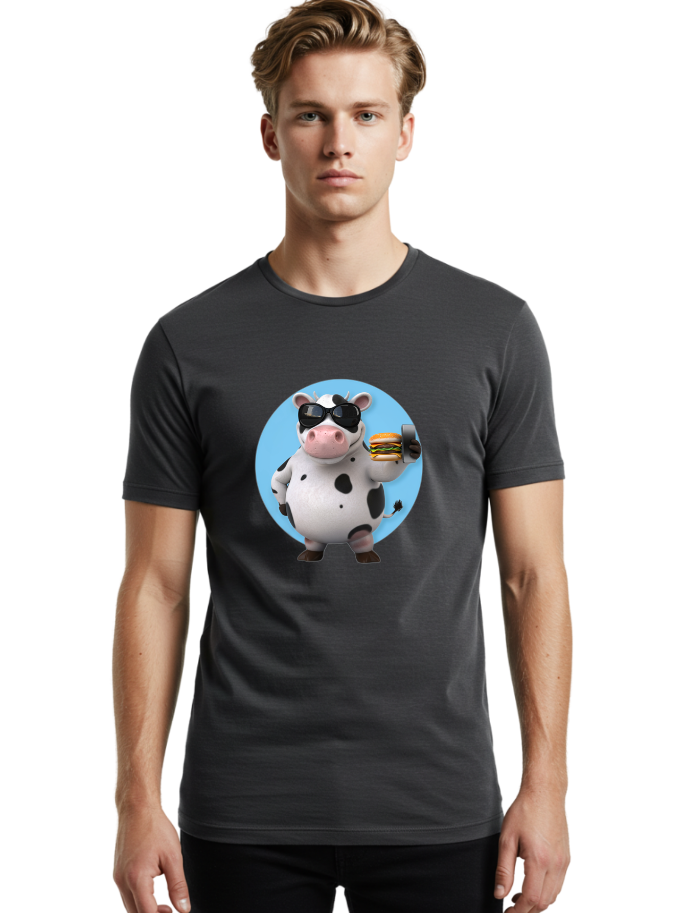 Cow-With-Sunglasses Men'S Graphic Tee, 100% Cotton, Comfortable Casual Summer Wear, Machine Washable, Vintage Camera, Old Camera, Antique Camera, Black Camera, Classic Photography, Photography Equipment, Nostalgic Device, Film Camera, Bah823