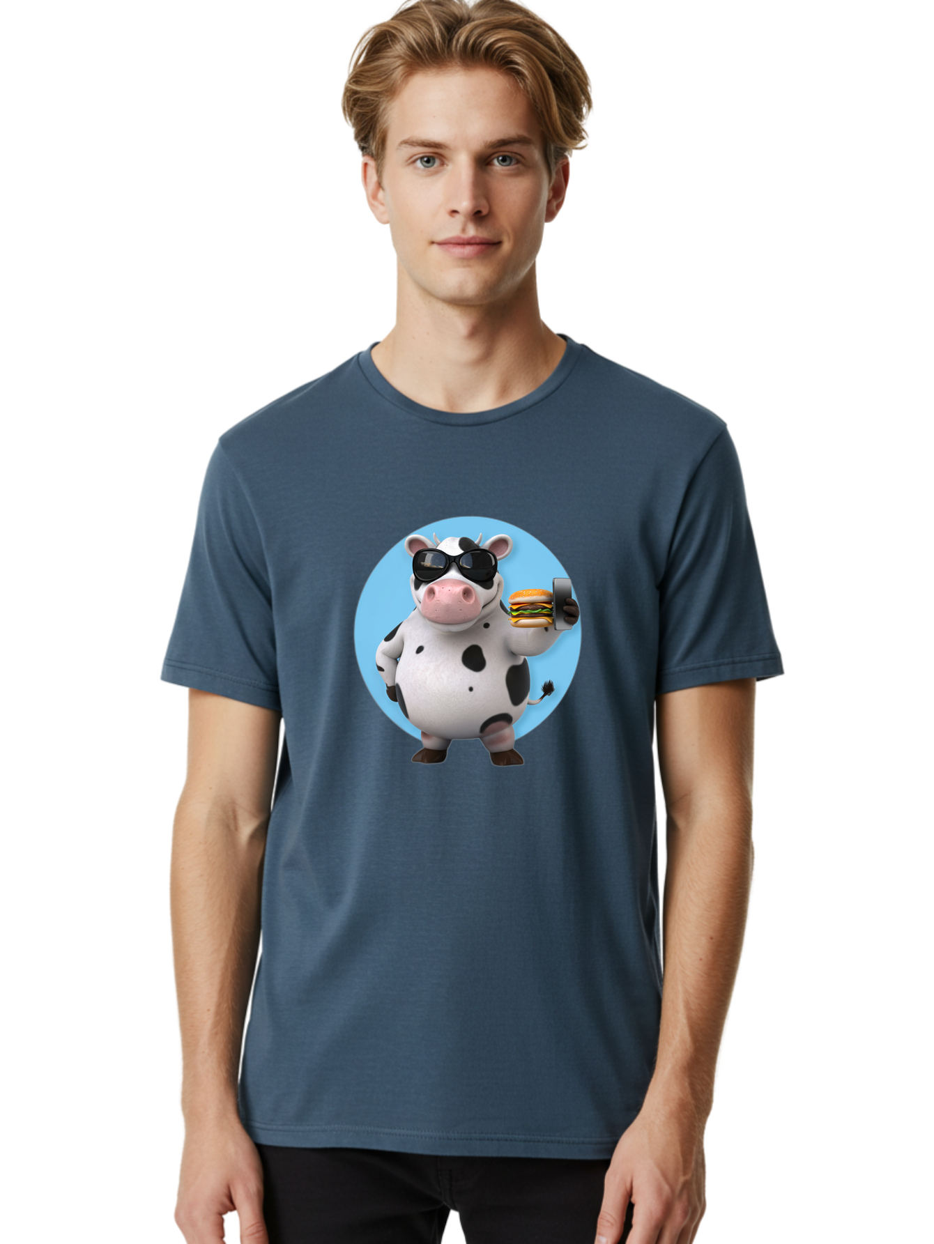 Cow-With-Sunglasses Men'S Graphic Tee, 100% Cotton, Comfortable Casual Summer Wear, Machine Washable, Vintage Camera, Old Camera, Antique Camera, Black Camera, Classic Photography, Photography Equipment, Nostalgic Device, Film Camera, Bah823