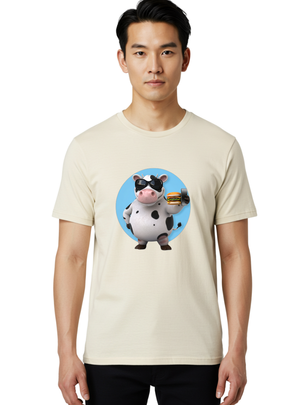 Cow-With-Sunglasses Men'S Graphic Tee, 100% Cotton, Comfortable Casual Summer Wear, Machine Washable, Vintage Camera, Old Camera, Antique Camera, Black Camera, Classic Photography, Photography Equipment, Nostalgic Device, Film Camera, Bah823