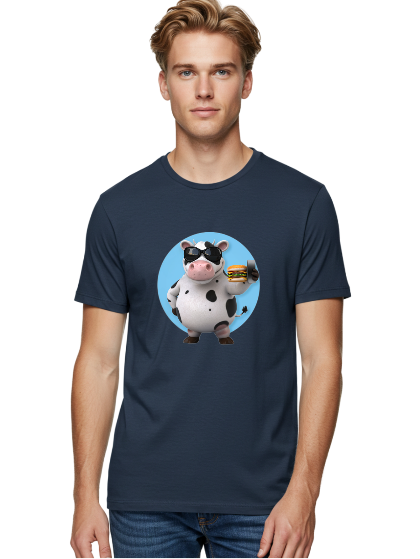 Cow-With-Sunglasses Men'S Graphic Tee, 100% Cotton, Comfortable Casual Summer Wear, Machine Washable, Vintage Camera, Old Camera, Antique Camera, Black Camera, Classic Photography, Photography Equipment, Nostalgic Device, Film Camera, Bah823