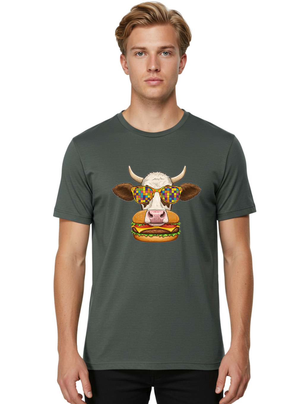Cowburger-1 Men'S Graphic Tee, 100% Cotton, Comfortable Casual Summer Wear, Machine Washable, Vintage Camera, Old Camera, Antique Camera, Black Camera, Classic Photography, Photography Equipment, Nostalgic Device, Film Camera, Camera Art Bah824