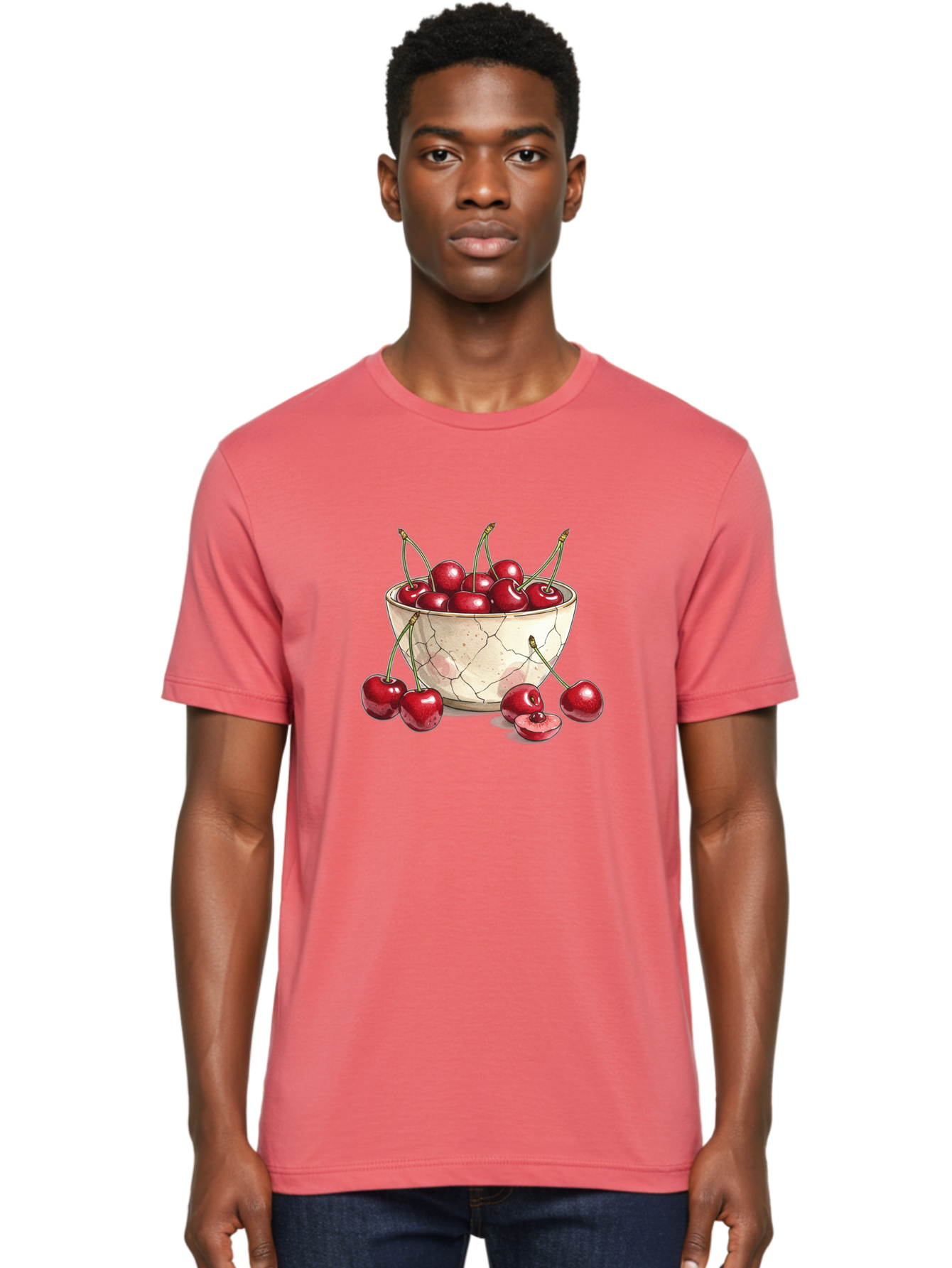 Cracked-Bowl-Cherries-1 Men'S Graphic Tee, 100% Cotton, Comfortable Casual Summer Wear, Machine Washable, Vintage Camera, Old Camera, Antique Camera, Black Camera, Classic Photography, Photography Equipment, Nostalgic Device, Film Camera, Bah826