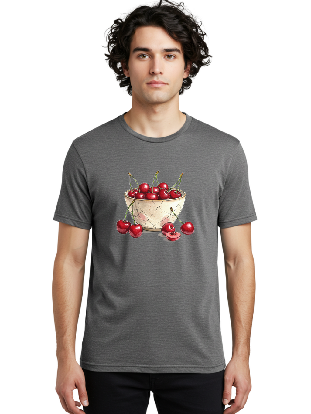Cracked-Bowl-Cherries-1 Men'S Graphic Tee, 100% Cotton, Comfortable Casual Summer Wear, Machine Washable, Vintage Camera, Old Camera, Antique Camera, Black Camera, Classic Photography, Photography Equipment, Nostalgic Device, Film Camera, Bah826