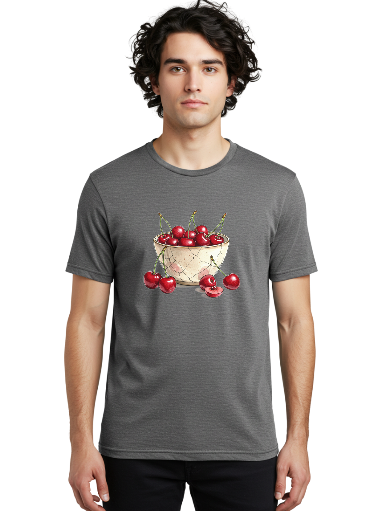 Cracked-Bowl-Cherries-1 Men'S Graphic Tee, 100% Cotton, Comfortable Casual Summer Wear, Machine Washable, Vintage Camera, Old Camera, Antique Camera, Black Camera, Classic Photography, Photography Equipment, Nostalgic Device, Film Camera, Bah826