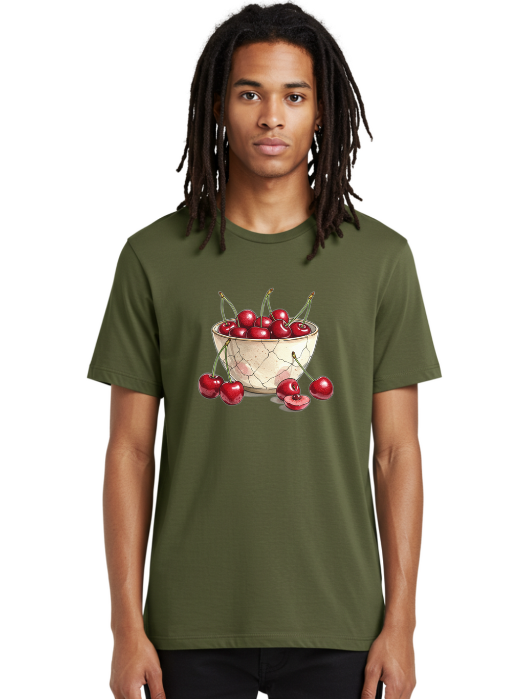 Cracked-Bowl-Cherries-1 Men'S Graphic Tee, 100% Cotton, Comfortable Casual Summer Wear, Machine Washable, Vintage Camera, Old Camera, Antique Camera, Black Camera, Classic Photography, Photography Equipment, Nostalgic Device, Film Camera, Bah826