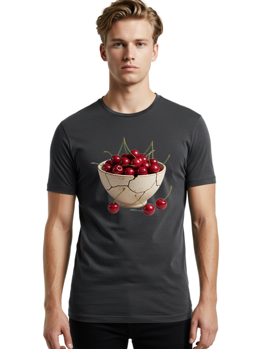 Cracked-Bowl-Of-Cherries Men'S Graphic Tee, 100% Cotton, Comfortable Casual Summer Wear, Machine Washable, Vintage Camera, Old Camera, Antique Camera, Black Camera, Classic Photography, Photography Equipment, Nostalgic Device, Film Camera, Bah828