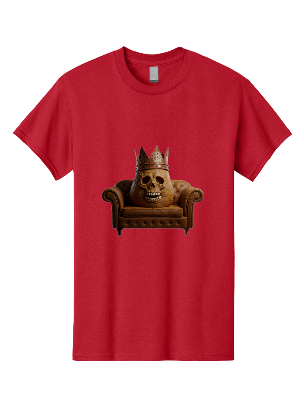 Crowned-Skull-On-Leather-Sofa Men'S Graphic Tee, 100% Cotton, Comfortable Casual Summer Wear, Machine Washable, Vintage Camera, Old Camera, Antique Camera, Black Camera, Classic Photography, Photography Equipment, Nostalgic Device, Bah832