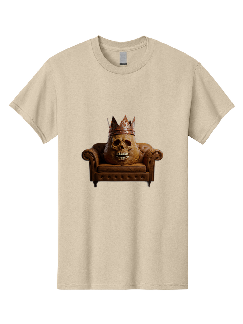 Crowned-Skull-On-Leather-Sofa Men'S Graphic Tee, 100% Cotton, Comfortable Casual Summer Wear, Machine Washable, Vintage Camera, Old Camera, Antique Camera, Black Camera, Classic Photography, Photography Equipment, Nostalgic Device, Bah832