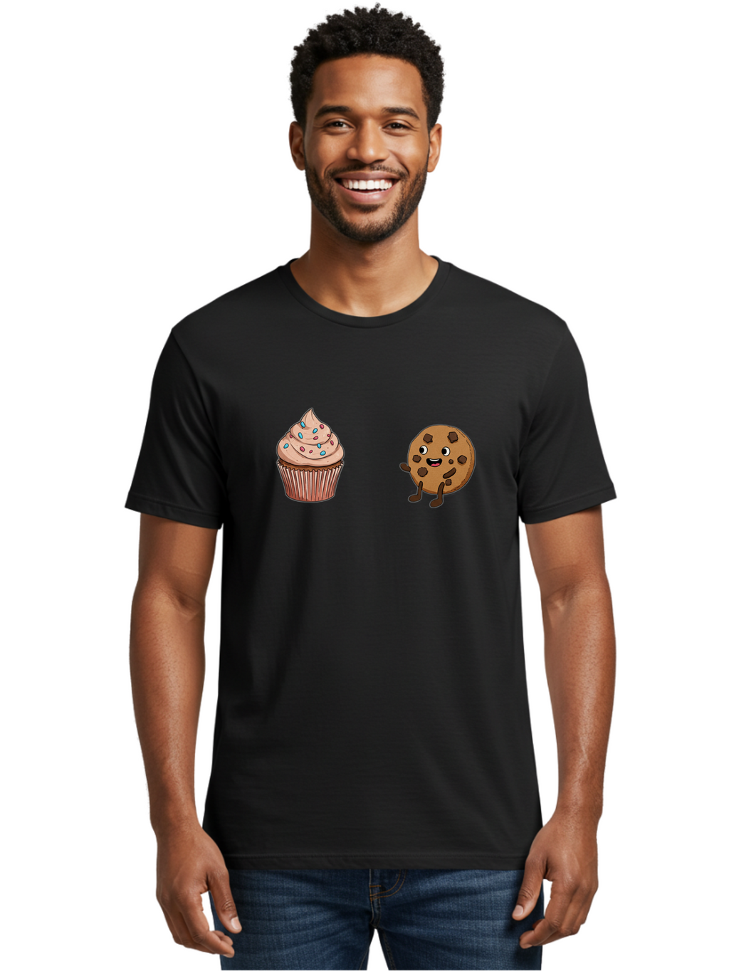 Cupcake-And-Cookie-1 Men'S Graphic Tee, 100% Cotton, Comfortable Casual Summer Wear, Machine Washable, Vintage Camera, Old Camera, Antique Camera, Black Camera, Classic Photography, Photography Equipment, Nostalgic Device, Film Camera, Bah843