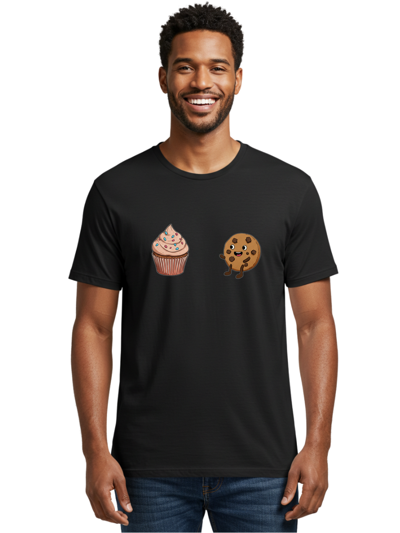 Cupcake-And-Cookie-1 Men'S Graphic Tee, 100% Cotton, Comfortable Casual Summer Wear, Machine Washable, Vintage Camera, Old Camera, Antique Camera, Black Camera, Classic Photography, Photography Equipment, Nostalgic Device, Film Camera, Bah843
