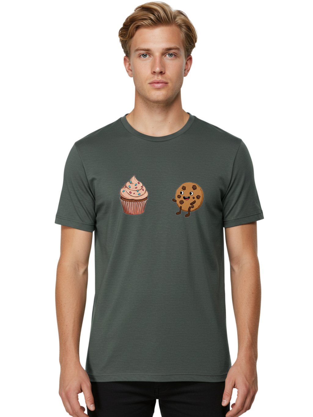Cupcake-And-Cookie-1 Men'S Graphic Tee, 100% Cotton, Comfortable Casual Summer Wear, Machine Washable, Vintage Camera, Old Camera, Antique Camera, Black Camera, Classic Photography, Photography Equipment, Nostalgic Device, Film Camera, Bah843