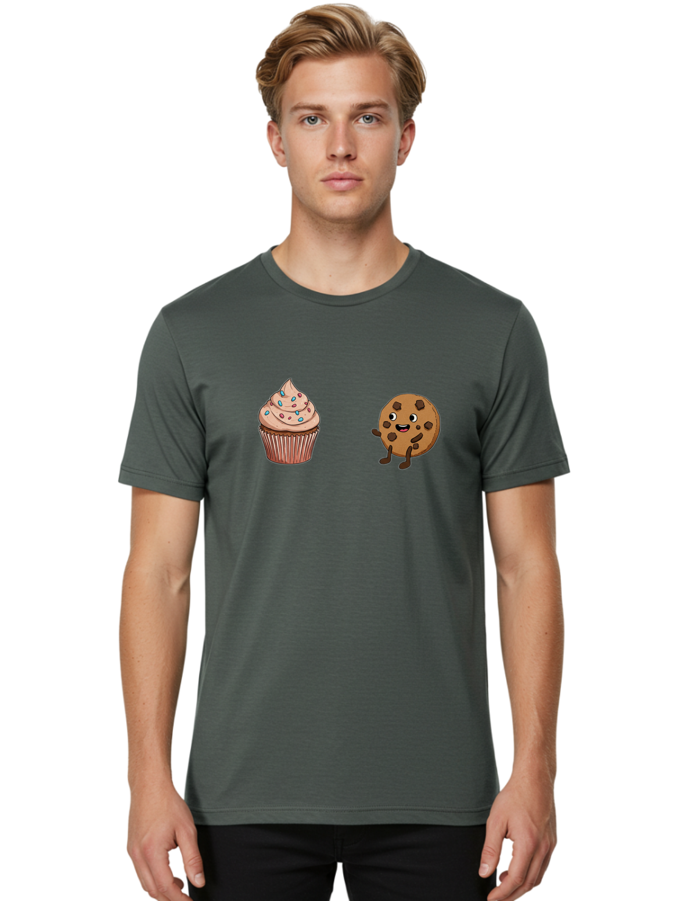 Cupcake-And-Cookie-1 Men'S Graphic Tee, 100% Cotton, Comfortable Casual Summer Wear, Machine Washable, Vintage Camera, Old Camera, Antique Camera, Black Camera, Classic Photography, Photography Equipment, Nostalgic Device, Film Camera, Bah843