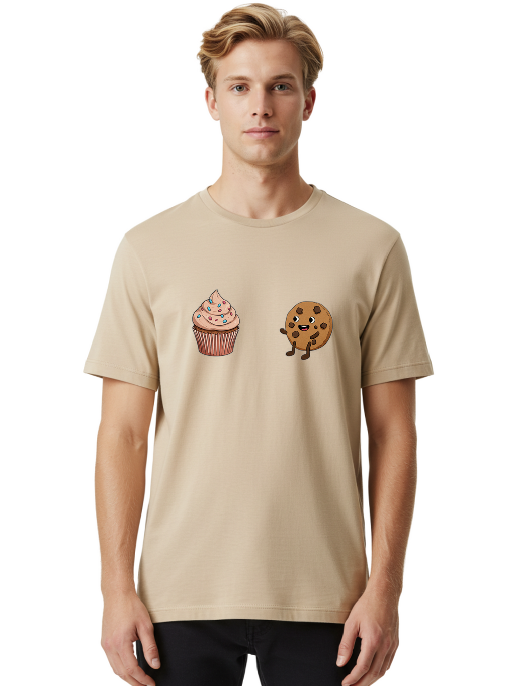 Cupcake-And-Cookie-1 Men'S Graphic Tee, 100% Cotton, Comfortable Casual Summer Wear, Machine Washable, Vintage Camera, Old Camera, Antique Camera, Black Camera, Classic Photography, Photography Equipment, Nostalgic Device, Film Camera, Bah843