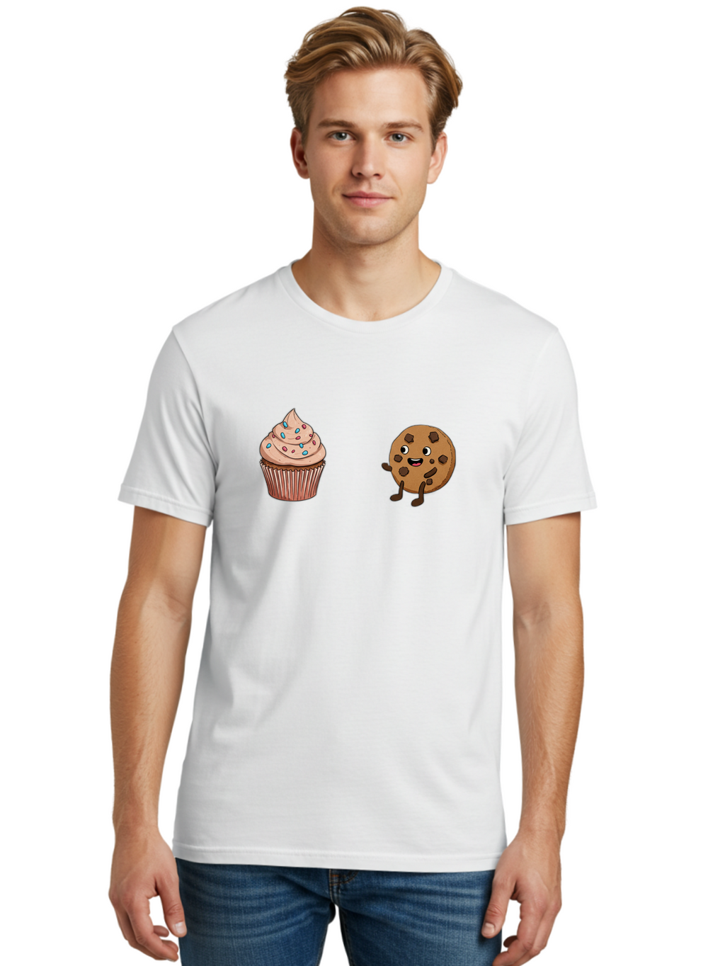 Cupcake-And-Cookie-1 Men'S Graphic Tee, 100% Cotton, Comfortable Casual Summer Wear, Machine Washable, Vintage Camera, Old Camera, Antique Camera, Black Camera, Classic Photography, Photography Equipment, Nostalgic Device, Film Camera, Bah843