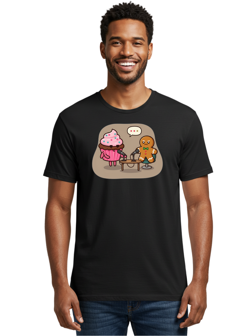 Cupcake-And-Gingerbread-Man Men'S Graphic Tee, 100% Cotton, Comfortable Casual Summer Wear, Machine Washable, Vintage Camera, Old Camera, Antique Camera, Black Camera, Classic Photography, Photography Equipment, Nostalgic Device, Film Camera, Bah845